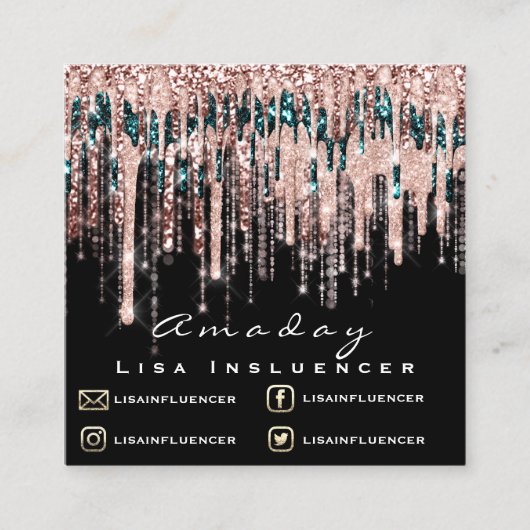 Carte De Visite Carré Manucure Clou Artiste Parties scintillant Dérive R (Devant)