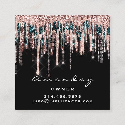Carte De Visite Carré Manucure Clou Artiste Parties scintillant Dérive R (Dos)