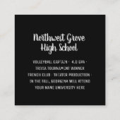 Carte De Visite Carré Manuscrit audacieux moderne de nom de diplômé de (Dos)