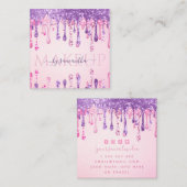 Carte De Visite Carré Maquillage à double Parties scintillant rose et po (Devant / Derrière)