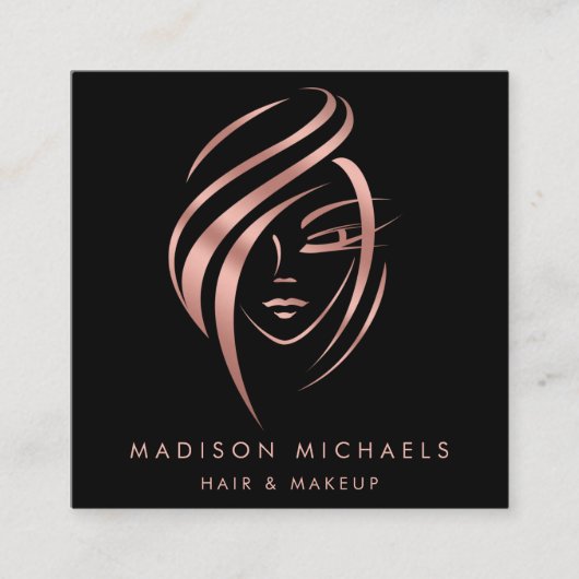 Carte De Visite Carré Maquillage Abstrait Faux Rose moderne (Devant)