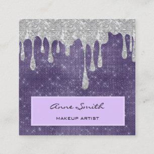 Carte De Visite Carré Maquillage Artiste Améthyste Parties scintillant 