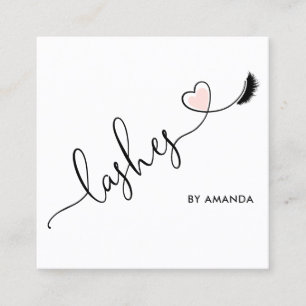 Carte De Visite Carré Maquillage Artiste Blush Rose Yeux Lashes Coeur