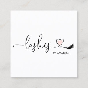 Carte De Visite Carré Maquillage Artiste Blush Rose Yeux Lashes Coeur