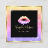 Carte De Visite Carré Maquillage Artiste Chic Salon QR Code unique (Devant)