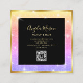 Carte De Visite Carré Maquillage Artiste Chic Salon QR Code unique (Dos)