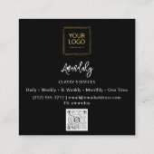 Carte De Visite Carré Maquillage Artiste Code QR Logo Noir Blanc Noir (Dos)