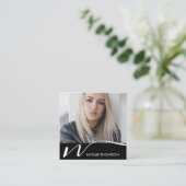 Carte De Visite Carré Maquillage Artiste Coiffeur Nail Tech Beauté Salon (Debout devant)