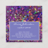 Carte De Visite Carré Maquillage Artiste Étoile violette Parties scintil (Dos)