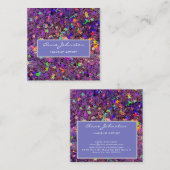 Carte De Visite Carré Maquillage Artiste Étoile violette Parties scintil (Devant / Derrière)