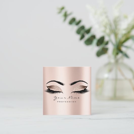 Carte De Visite Carré Maquillage Artiste Eyebrow Eye Lash Parties scinti (Debout devant)
