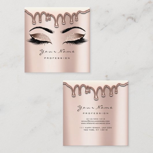 Carte De Visite Carré Maquillage Artiste Eyebrow Lash Parties scintillan (Devant / Derrière)