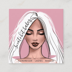 Carte De Visite Carré Maquillage Artiste Eyelash cheveux Broches lèvres 