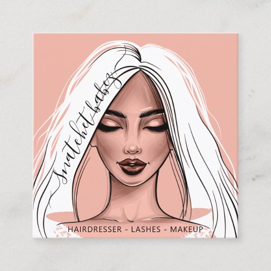 Carte De Visite Carré Maquillage Artiste Eyelash cheveux Brows Lips Blus (Devant)