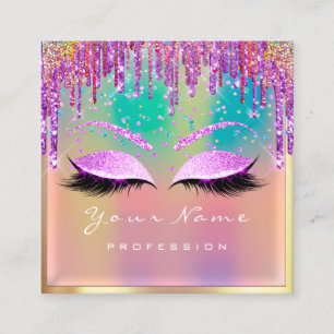Carte De Visite Carré Maquillage Artiste Eyelash Parties scintillant ros