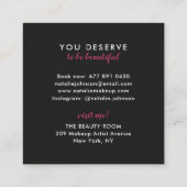 Carte De Visite Carré Maquillage artiste fuchsia lèvres moderne blanche  (Dos)