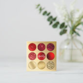 Carte De Visite Carré Maquillage Artiste Gold QRCode Logo Eyeshadow Red (Debout devant)