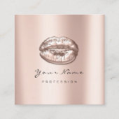 Carte De Visite Carré Maquillage Artiste Kiss Lips Rose or rose Carré (Devant)