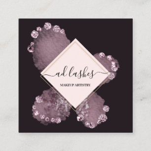 Carte De Visite Carré Maquillage Artiste Lash Beauty Studio Floral Plum