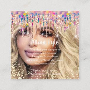 Carte De Visite Carré Maquillage Artiste Lash Studio Holographe Photo Mi