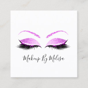 Carte De Visite Carré Maquillage Artiste Lashes Extension Blush Rose Fuc