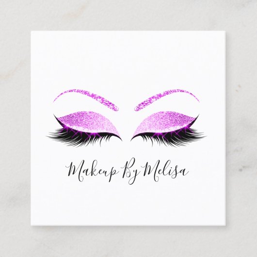 Carte De Visite Carré Maquillage Artiste Lashes Extension Blush Rose Fuc (Devant)