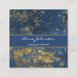 Carte De Visite Carré Maquillage Artiste Marbre Bleu