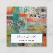 Carte De Visite Carré Maquillage Artiste Média mixte Abstrait Collage (Devant)