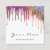 Carte De Visite Carré Maquillage Artiste Nails Rose Rainbow Holograph Dr (Devant)