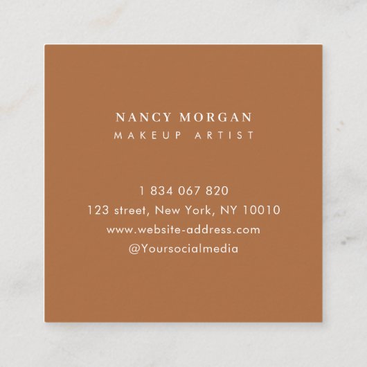 Carte De Visite Carré Maquillage Artiste Photo Collage Terracotta (Dos)