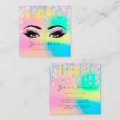 Carte De Visite Carré Maquillage Artiste professionnel Eyeash Holograph  (Devant / Derrière)