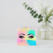 Carte De Visite Carré Maquillage Artiste professionnel Eyeash Holograph  (Debout devant)