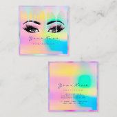 Carte De Visite Carré Maquillage Artiste professionnel Eyelash Holograph (Devant / Derrière)