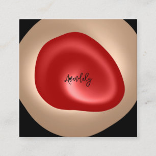 Carte De Visite Carré Maquillage Artiste QR Code Logo Rouge Black Nail M