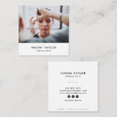 Carte De Visite Carré Maquillage blanc moderne photo élégante simple (Devant / Derrière)