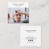 Carte De Visite Carré Maquillage blanc moderne photo simple élégant (Devant / Derrière)