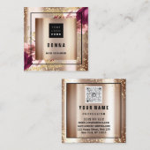 Carte De Visite Carré Maquillage Coiffure Beauté Logo QR CODE Rose Gold (Devant / Derrière)
