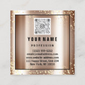 Carte De Visite Carré Maquillage Coiffure Beauté Logo QR CODE Rose Gold (Dos)