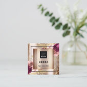 Carte De Visite Carré Maquillage Coiffure Beauté Logo QR CODE Rose Gold (Debout devant)