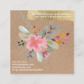 Carte De Visite Carré Maquillage d'aquarelle floral scénario de cheveux  (Dos)