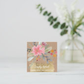 Carte De Visite Carré Maquillage d'aquarelle floral scénario de cheveux  (Debout devant)