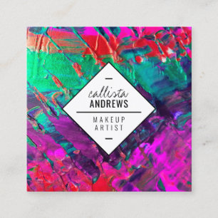 Carte De Visite Carré Maquillage de peinture métallique rose violet Turq