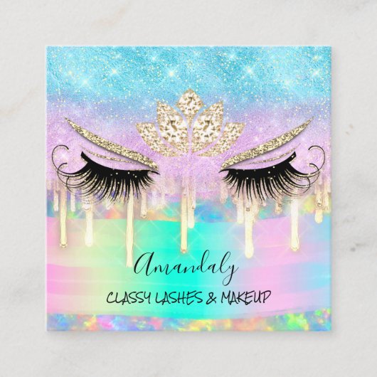 Carte De Visite Carré Maquillage Eyelash Microblade Drivers Logo Diamond (Devant)