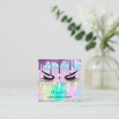 Carte De Visite Carré Maquillage Eyelash Microblade Drivers Logo Purple  (Debout devant)