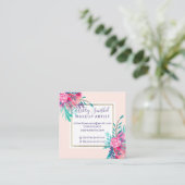 Carte De Visite Carré Maquillage floral d'aquarelle de rose de cadre (Debout devant)