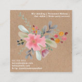 Carte De Visite Carré Maquillage floral de l'aquarelle de cheveux script (Dos)