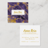 Carte De Visite Carré Maquillage Girly de marbre pourpre d'or chic de (Devant / Derrière)