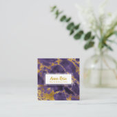 Carte De Visite Carré Maquillage Girly de marbre pourpre d'or chic de (Debout devant)