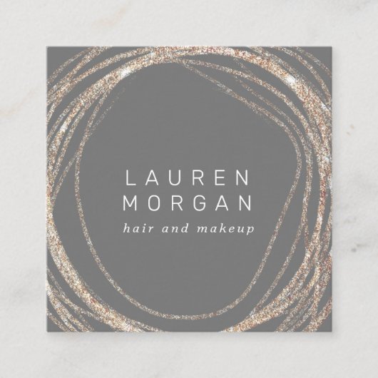 Carte De Visite Carré maquillage moderne faux or tourbillon carré Carte  (Devant)
