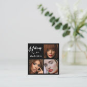 Carte De Visite Carré Maquillage moderne gras blanc script 3 Photo (Debout devant)